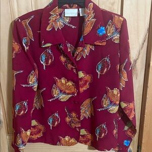 Christie & Jill Burgundy Floral Button-Front Women’s Top